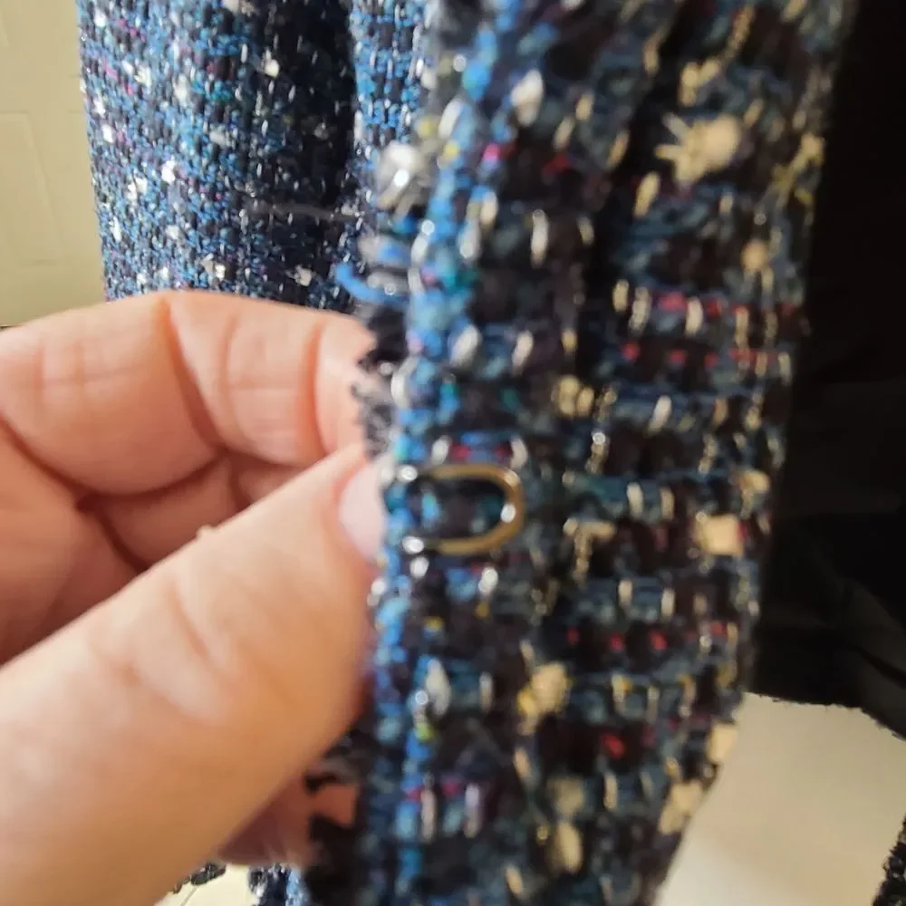 Tory Burch Blue Tweed Cropped Jacket Size 2